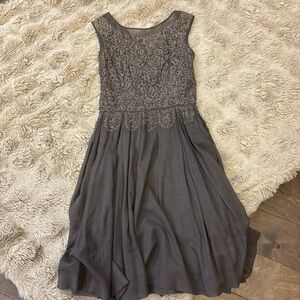 Vintage Elegant Gray Sleeveless Dress